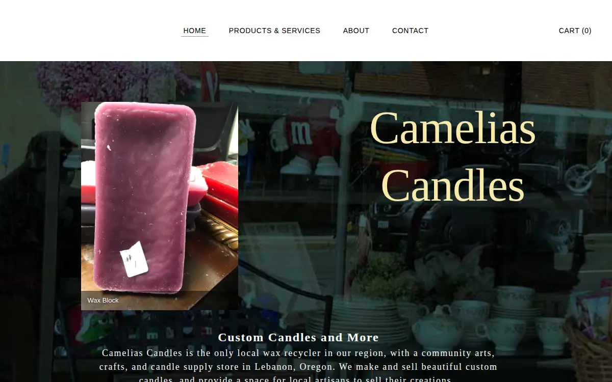 Homepage of Camelia's Candles LLC
