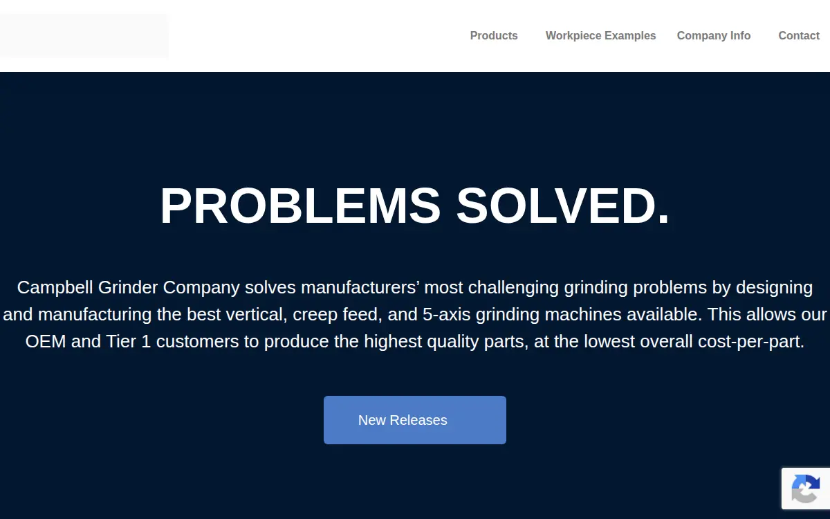 Homepage of Campbell Grinder CO