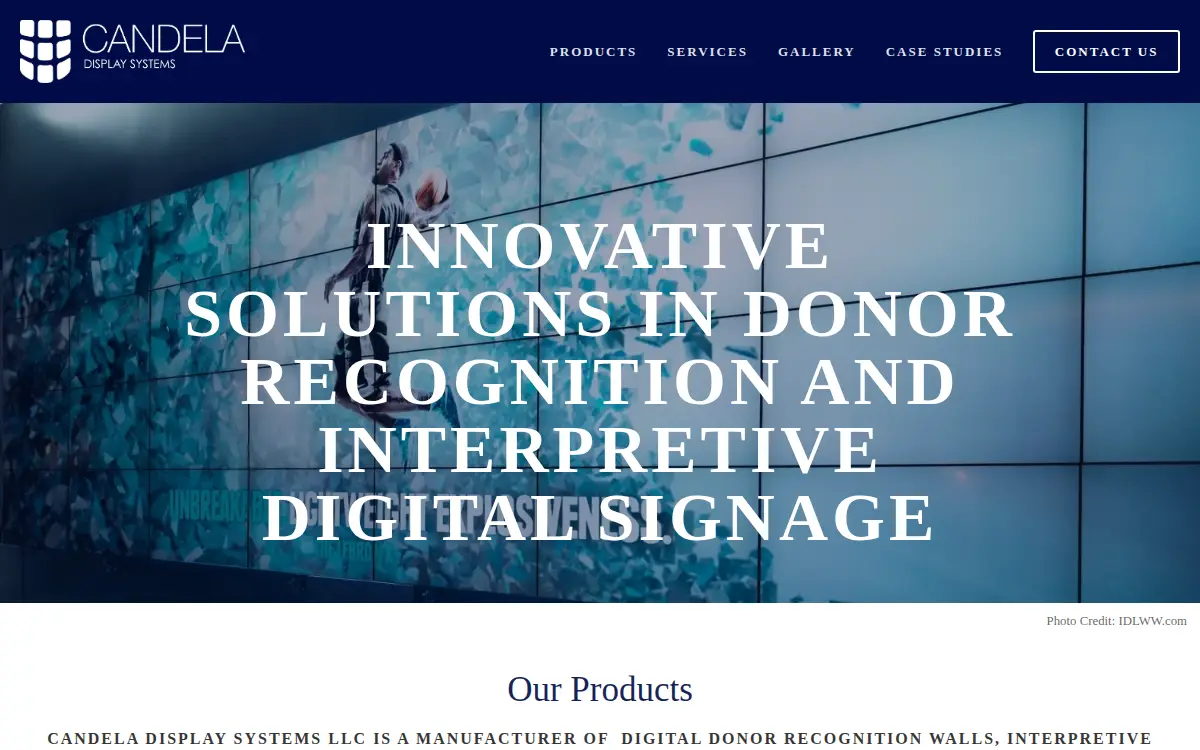 Homepage of Candela Display Systems LLC
