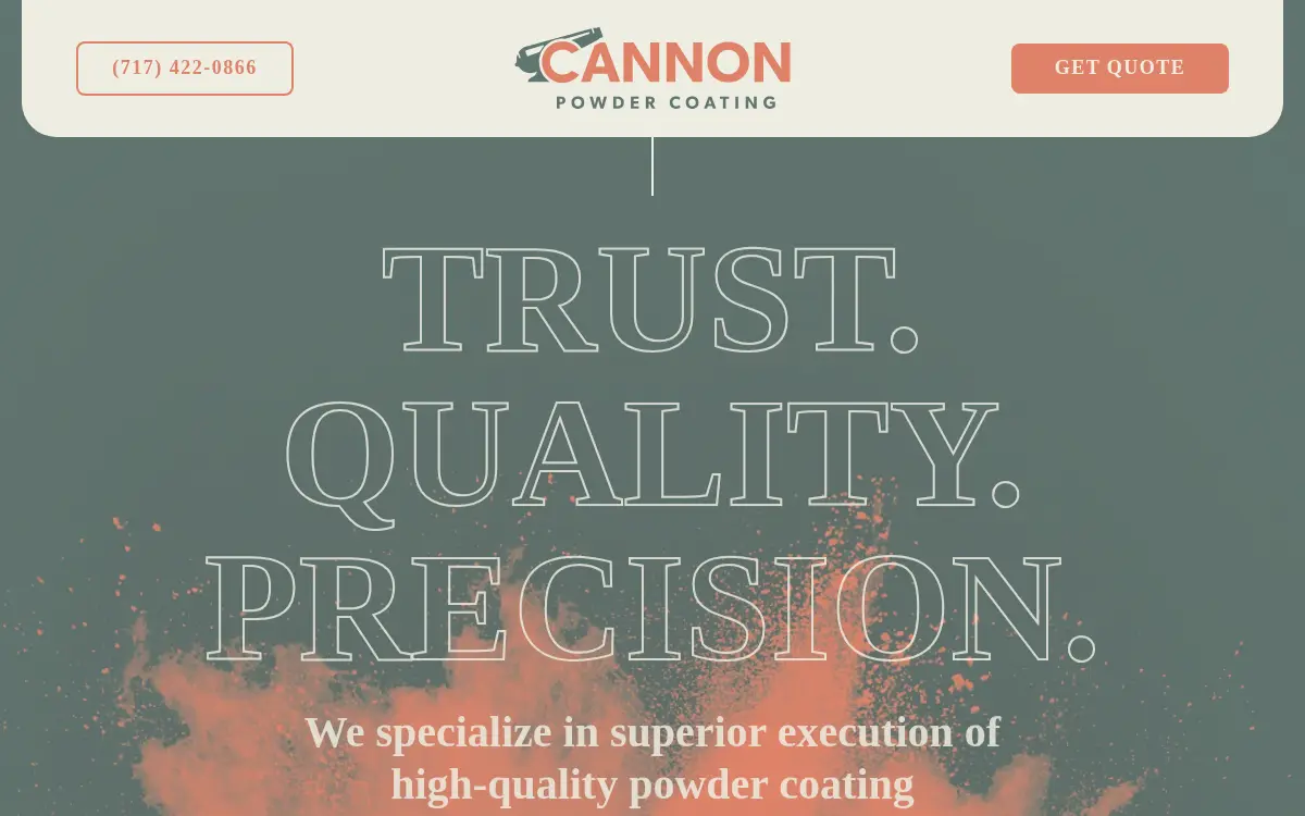 Homepage of Cannon Powder Coating LLC