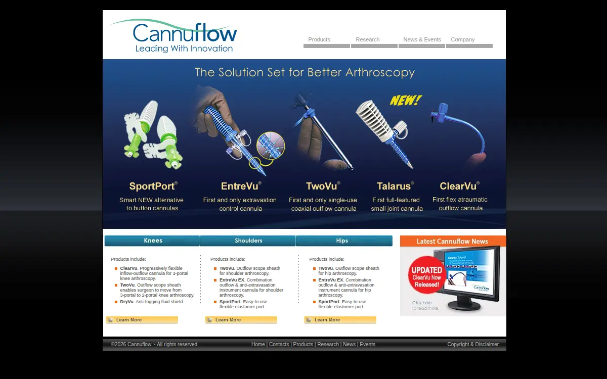 Homepage of Cannuflow, INC.