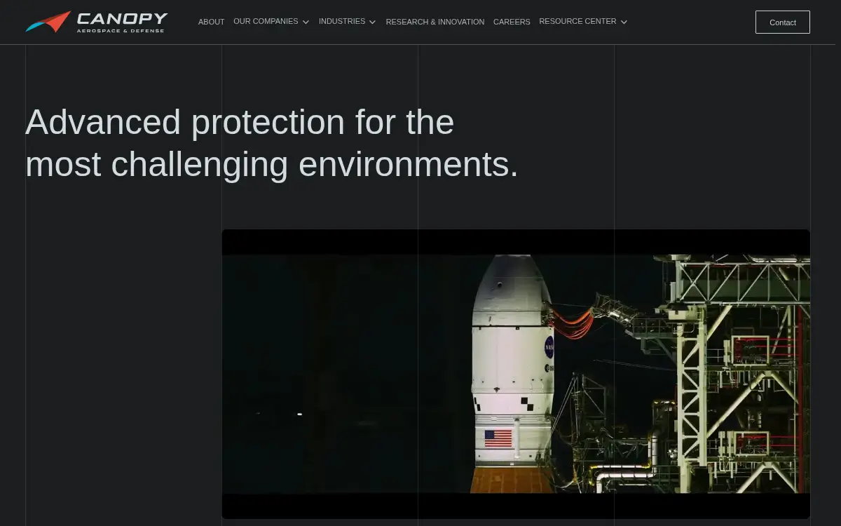 Homepage of Canopy Aerospace Technologies INC.