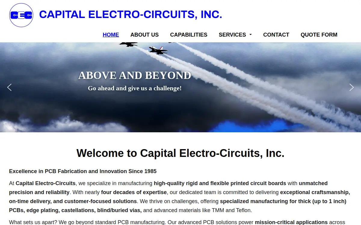 Homepage of Capital Electro-circuits, INC.