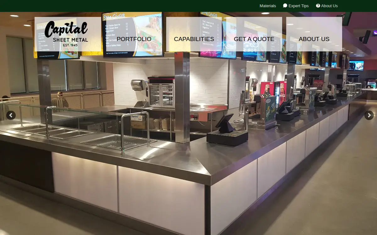 Homepage of Capital Sheet Metal