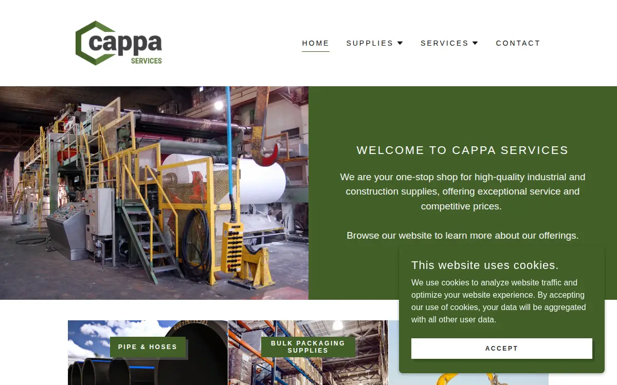Homepage of Cappa Services, LLC