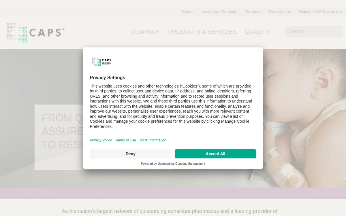 Homepage of Central Admixture Pharmacy Services, INC