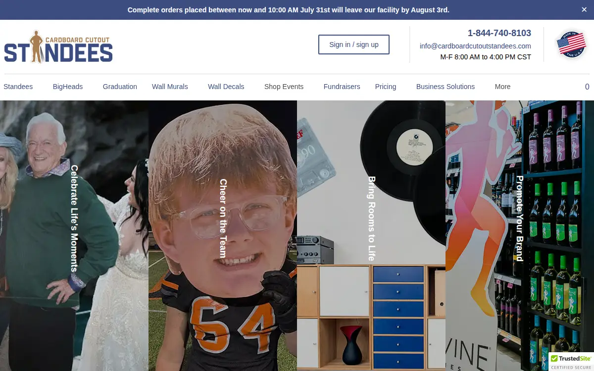 Homepage of Cardboard Cutout Standees INC
