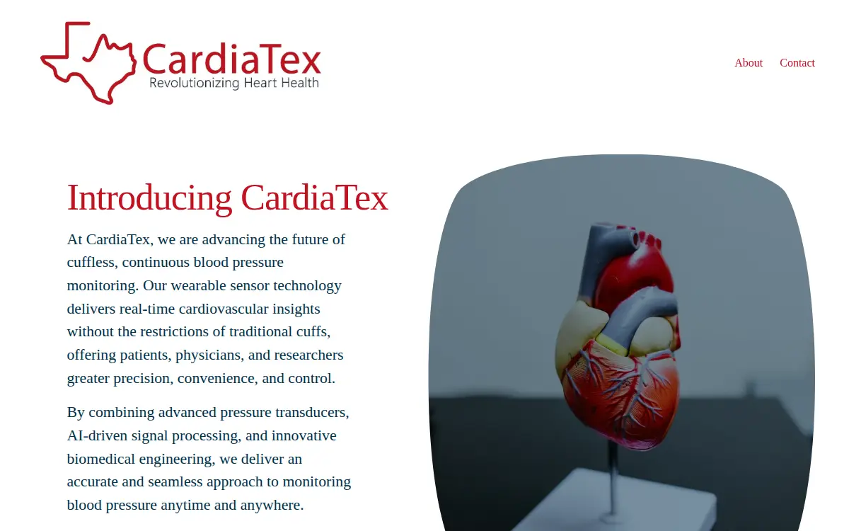 Homepage of Cardiatex, INC