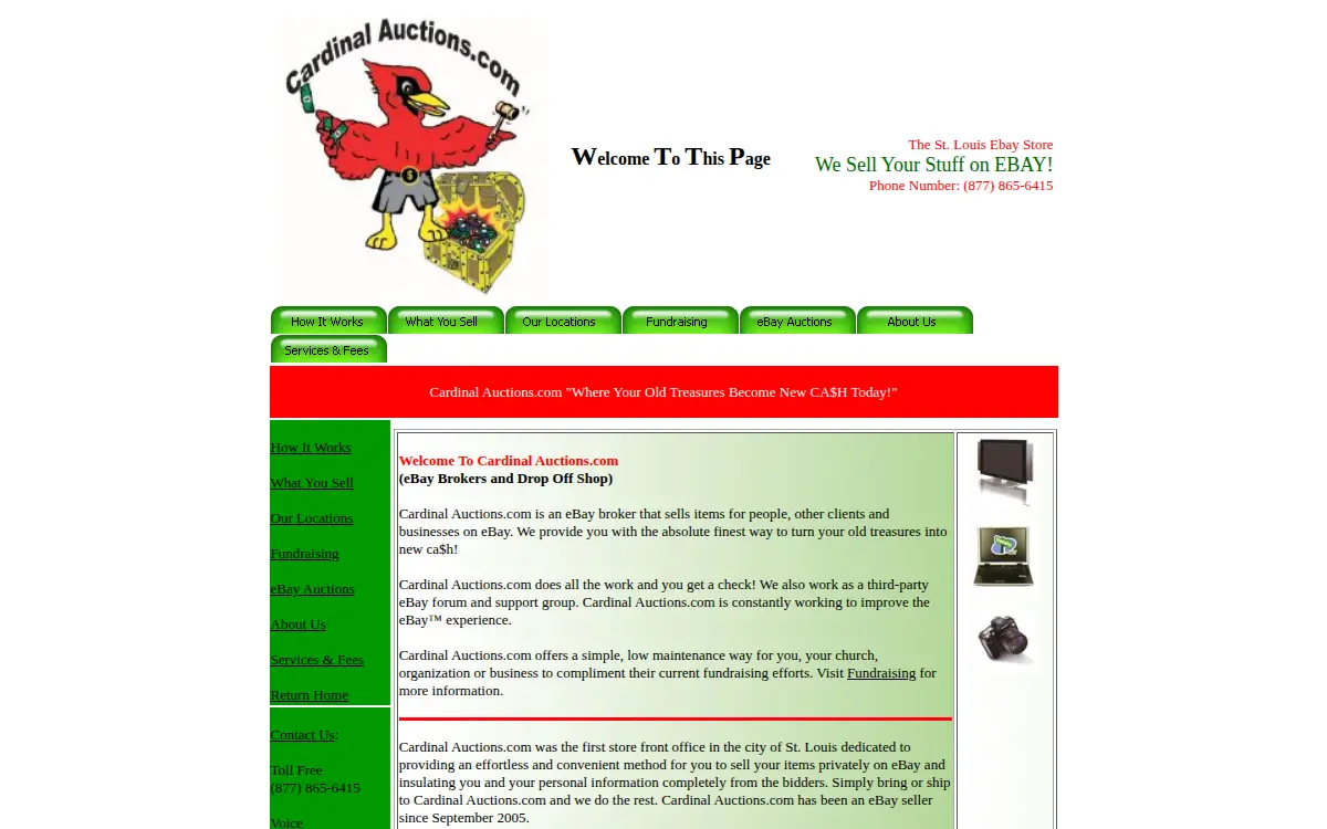 Homepage of Cardinal Auctions.com, INC.