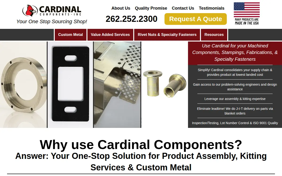Homepage of Cardinal Components, INC.