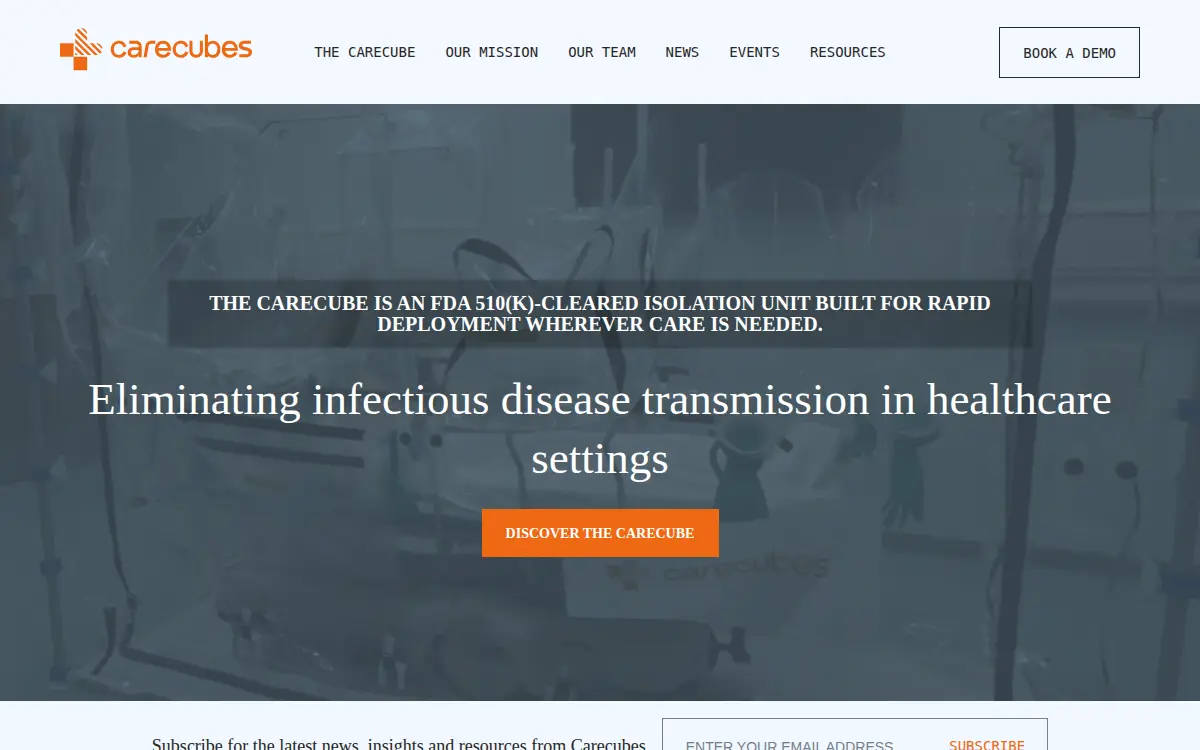 Homepage of Carecubes, INC