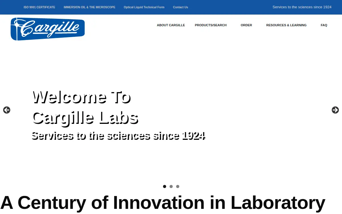 Homepage of Cargille-sacher Laboratories, INC