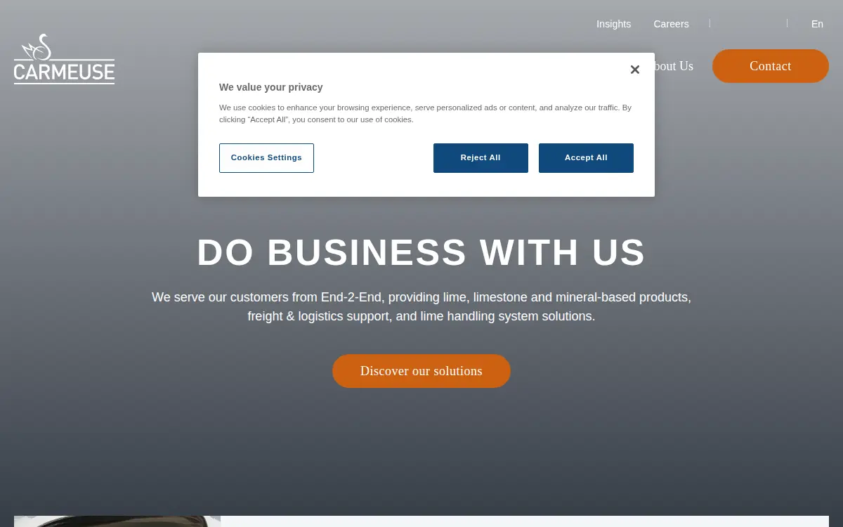 Homepage of Carmeuse Lime & Stone INC
