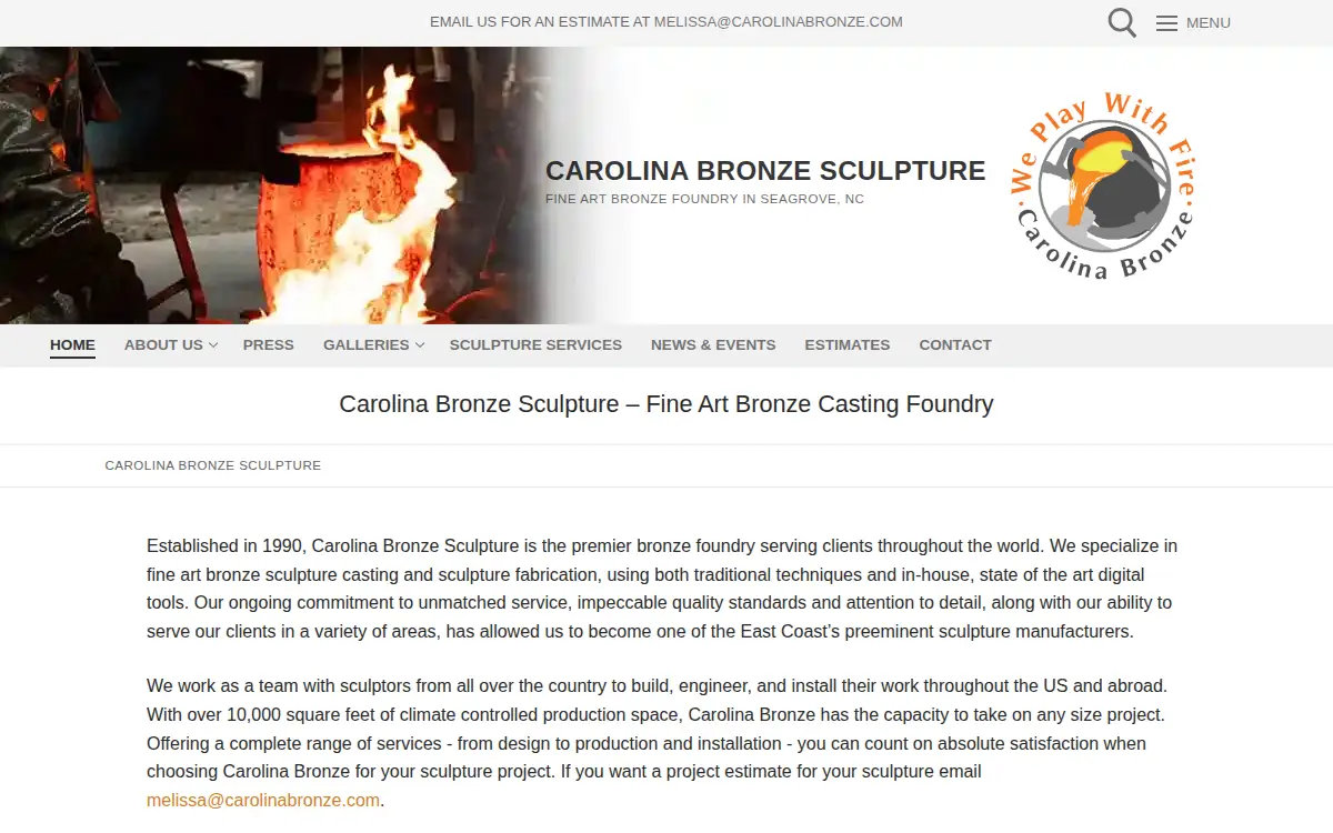 Homepage of Carolina Bronze Sculpture, INC.