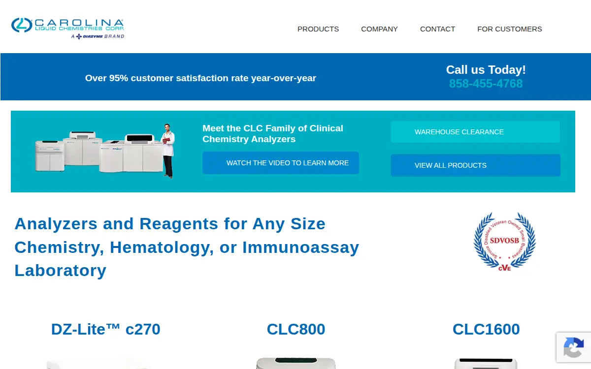 Homepage of Carolina Liquid Chemistries CORP