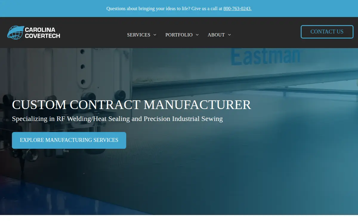 Homepage of Carolina Covertech, INC
