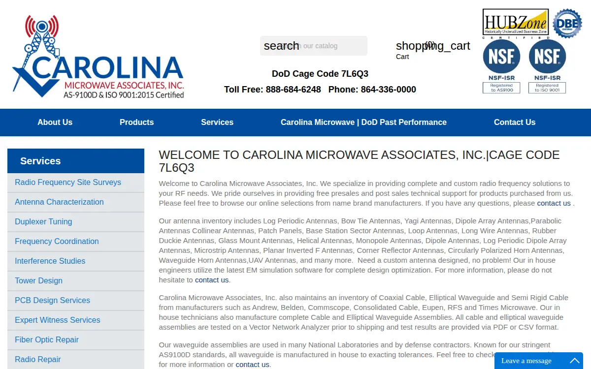 Homepage of Carolina Microwave Associates, INC