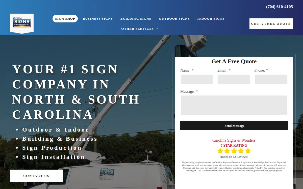 Homepage of Carolina Signs and Wonders INC.