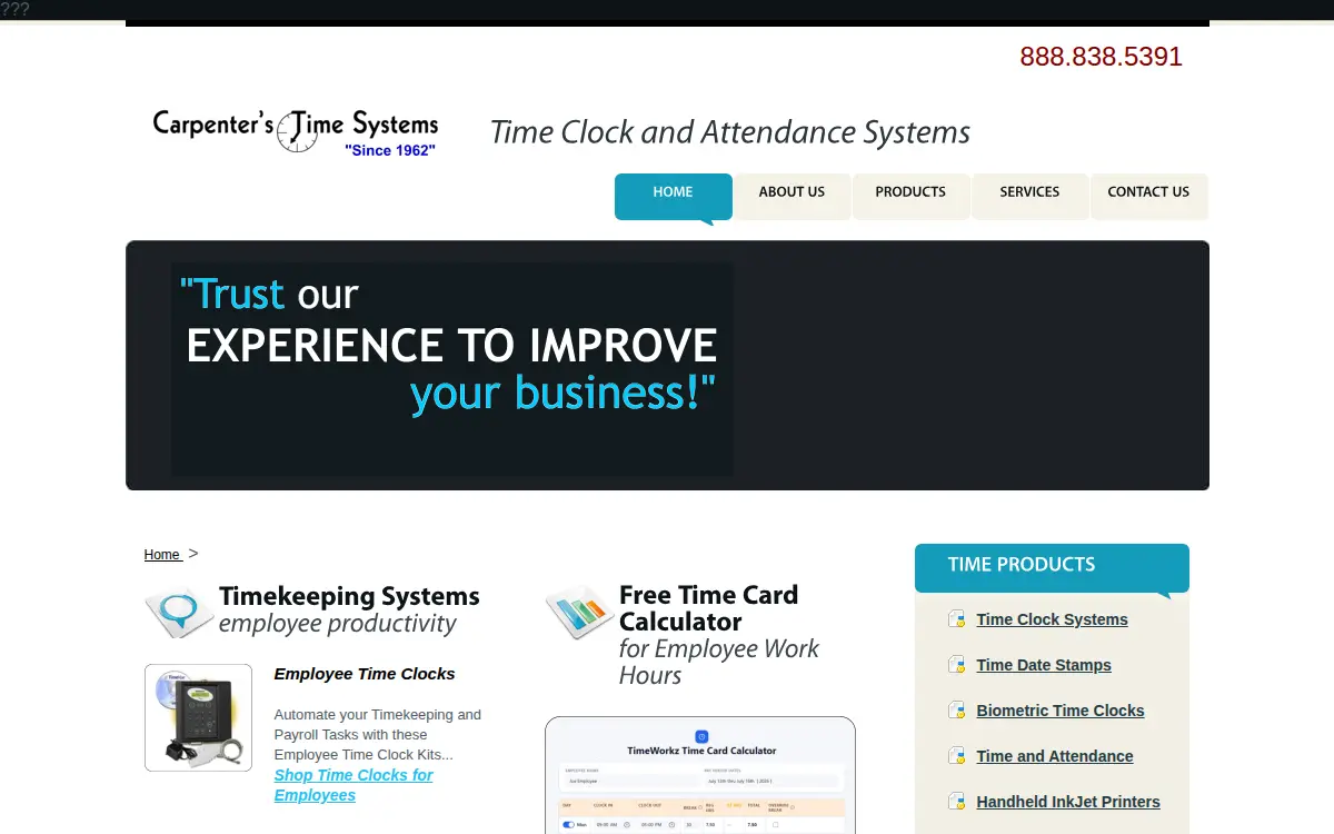 Homepage of Carpenter's Time Center, INC.