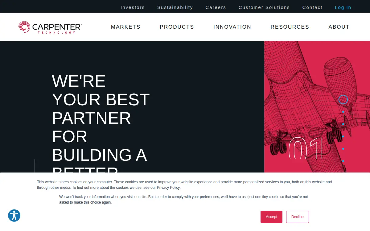Homepage of Carpenter Technology Corporation