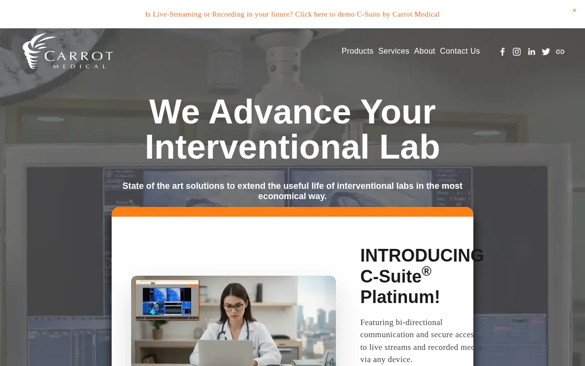 Homepage of Carrot Medical, LLC