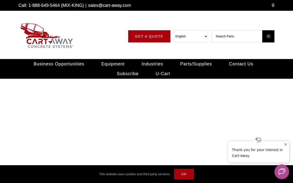 Homepage of Cart-away Concrete Systems, INC.