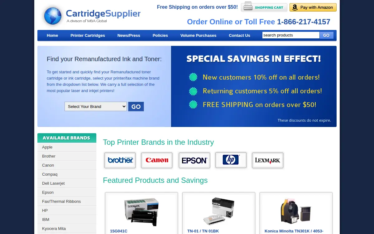 Homepage of M&a Global Cartridges LLC