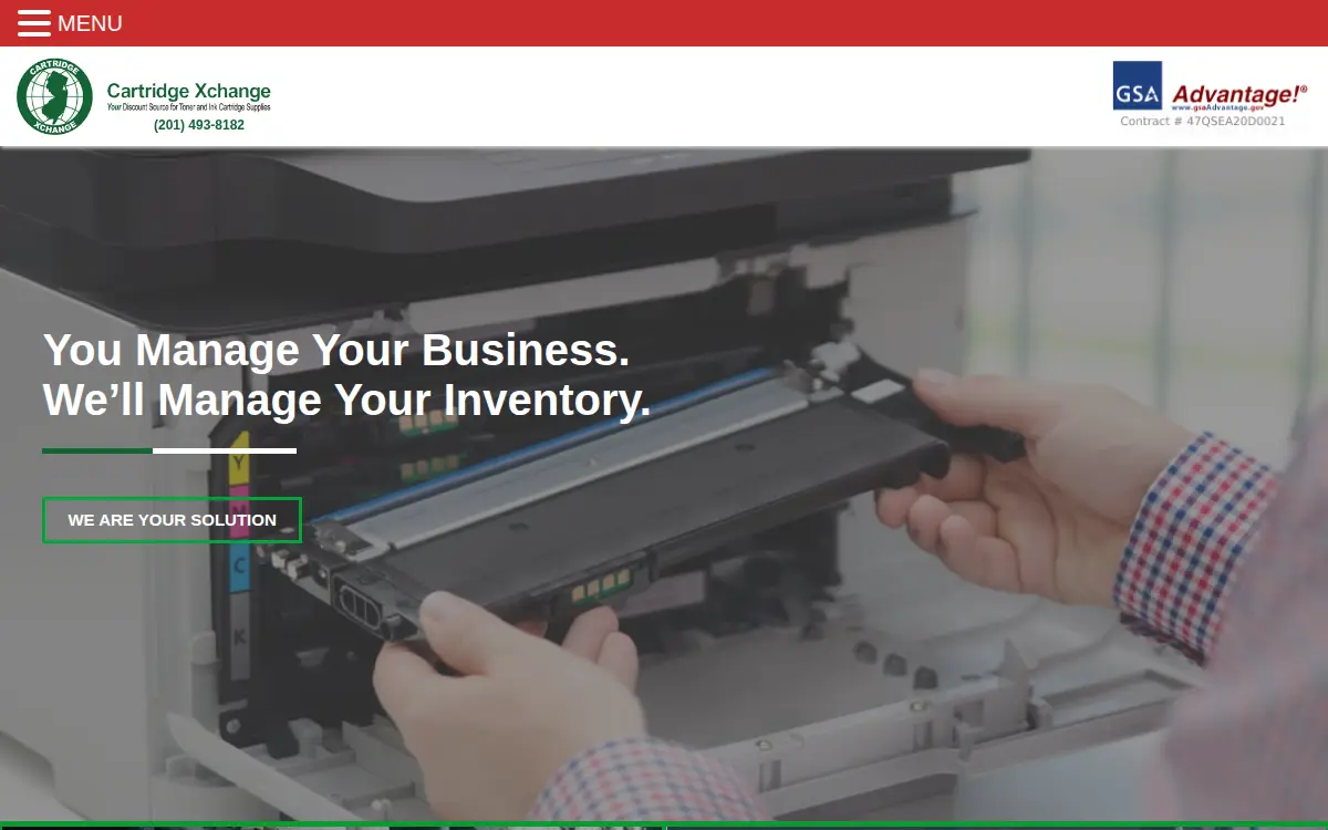 Homepage of Cartridge Xchange LLC