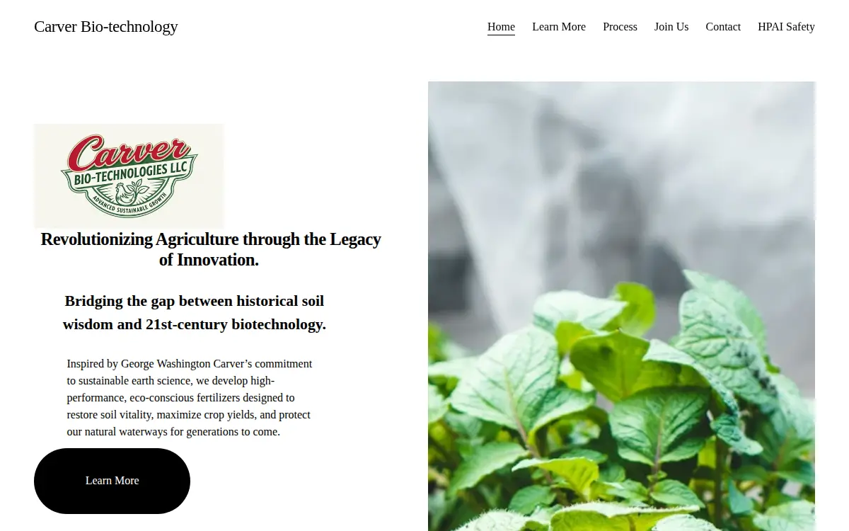 Homepage of Carver Bio-technologies LLC