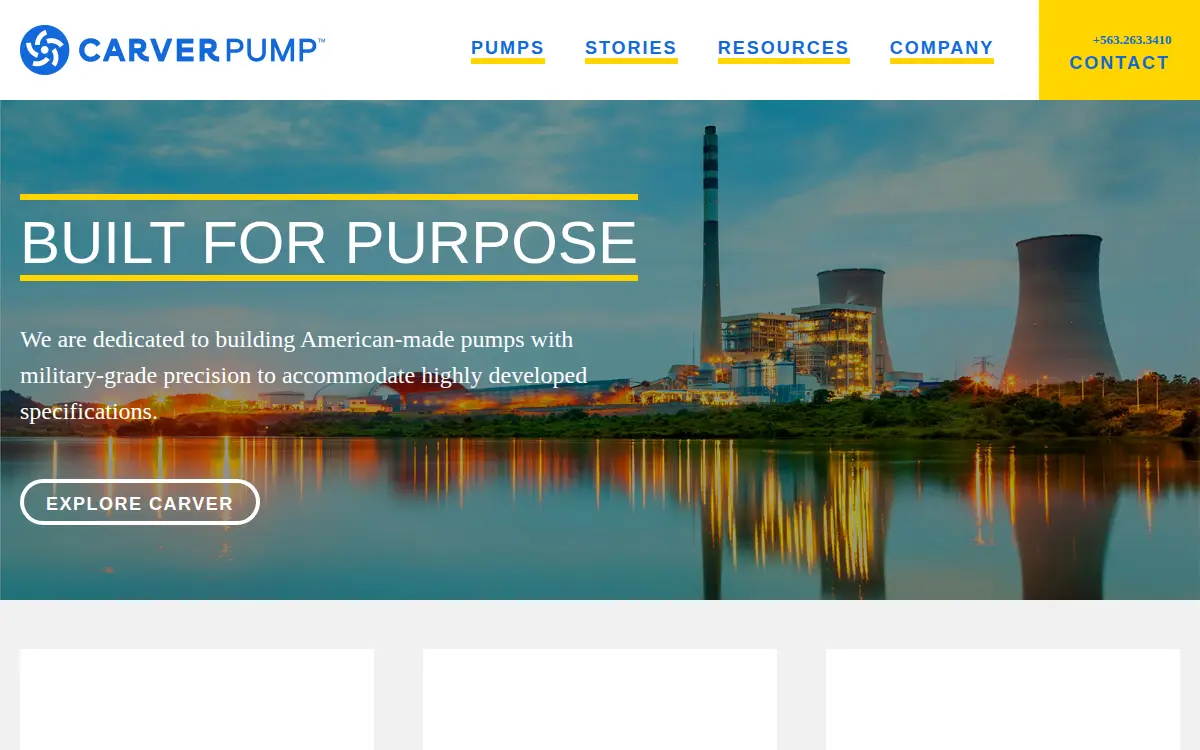 Homepage of Carver Pump Company