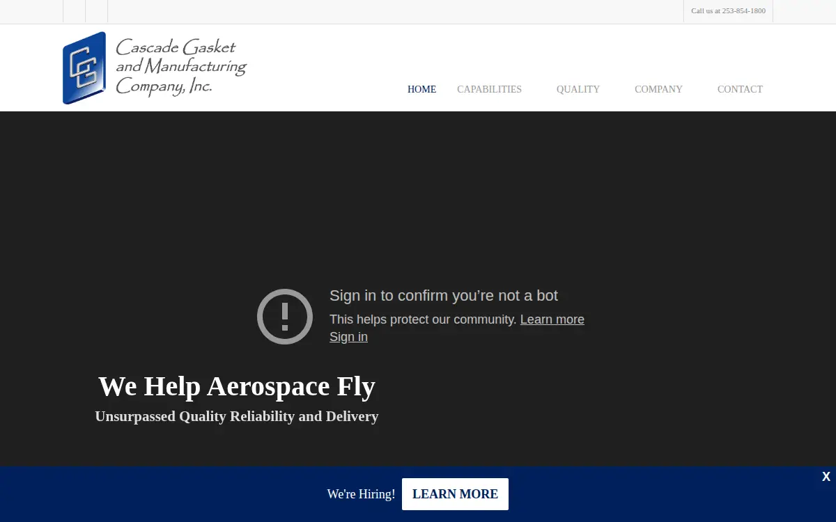 Homepage of Cascade Gasket & Manufacturing CO INC