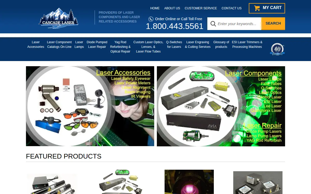 Homepage of Cascade Laser Corporation