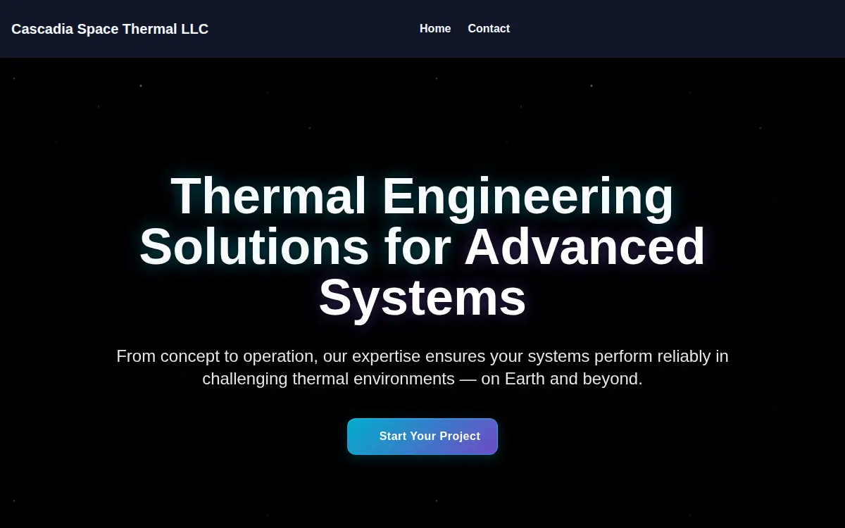 Homepage of Cascadia Space Thermal LLC