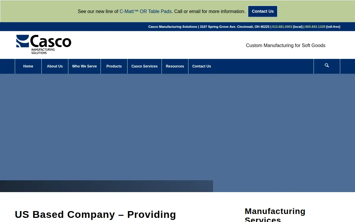 Homepage of Casco Manufacturing Solutions, INC.