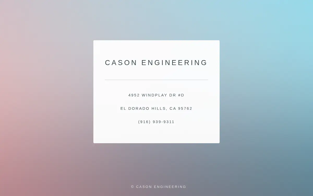 Homepage of Cason Engineering INC