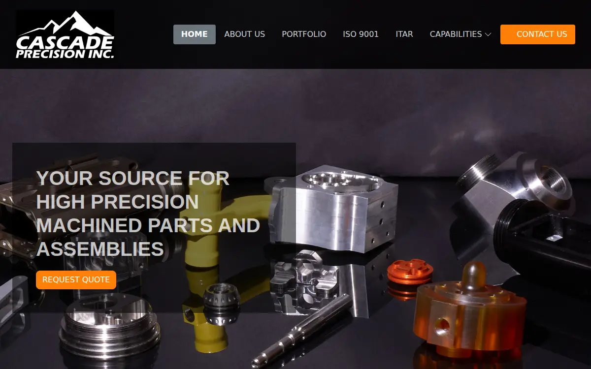 Homepage of Cascade Precision, INC