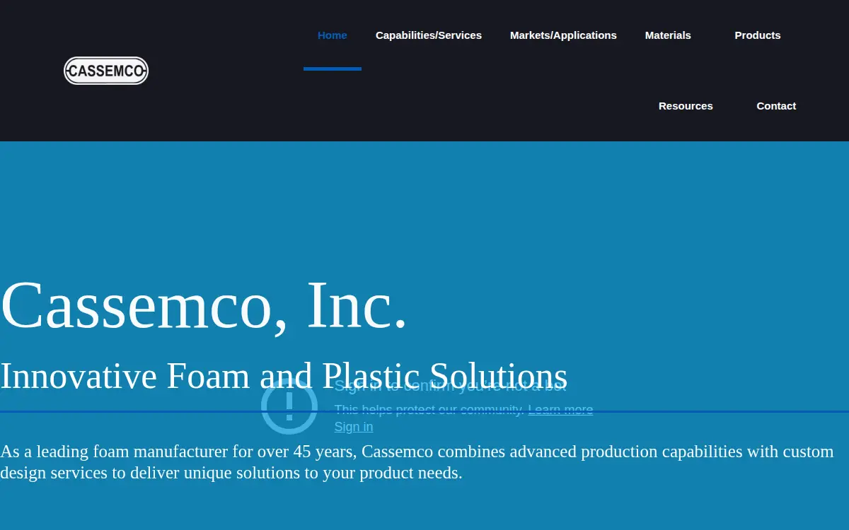 Homepage of Cassemco, INC.