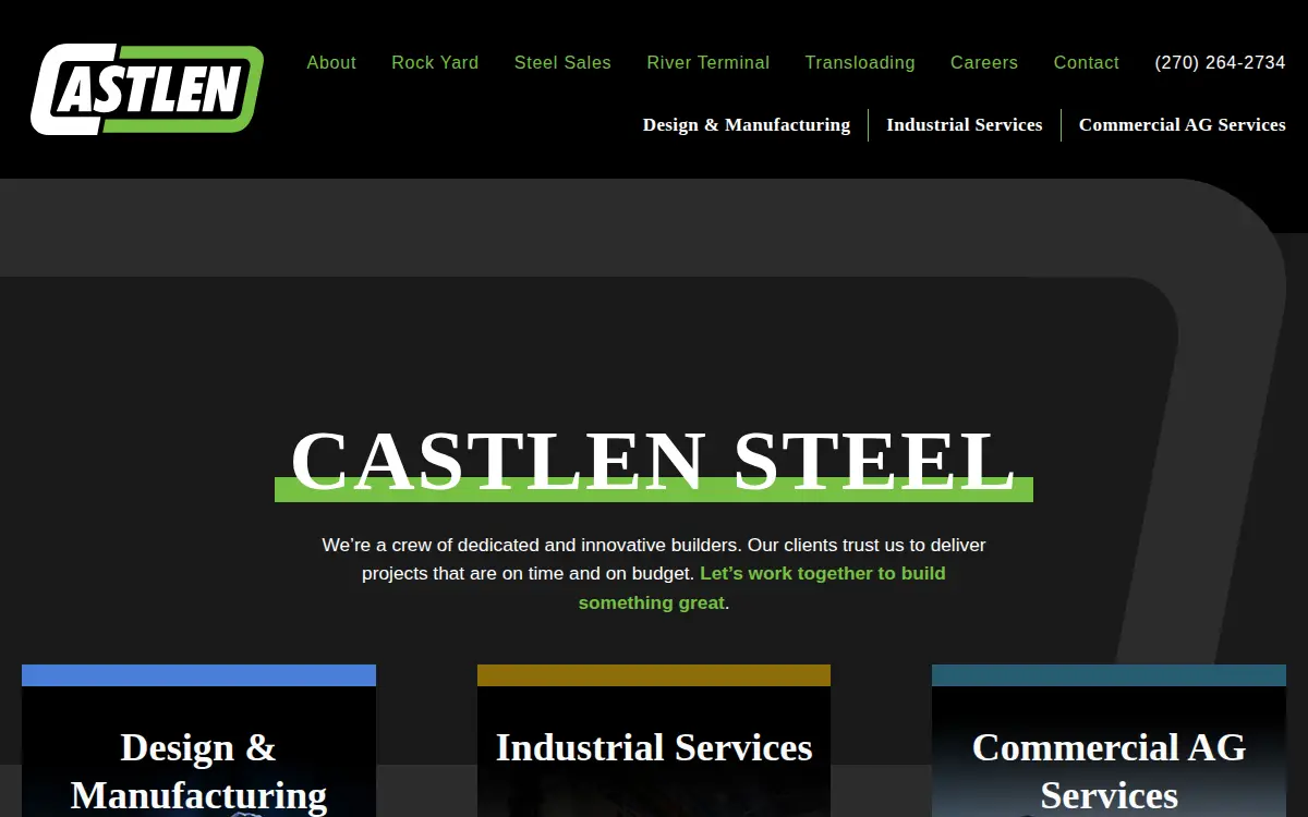 Homepage of Castlen Steel LLC