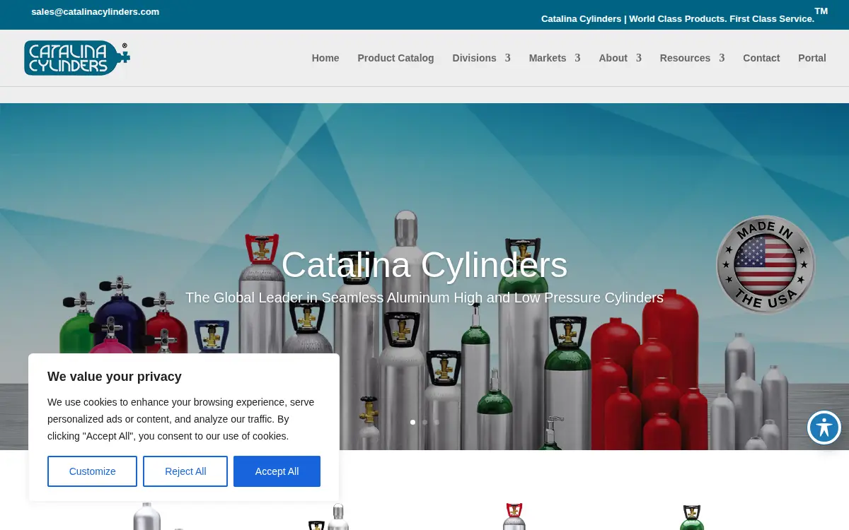 Homepage of Catalina Cylinders, INC.