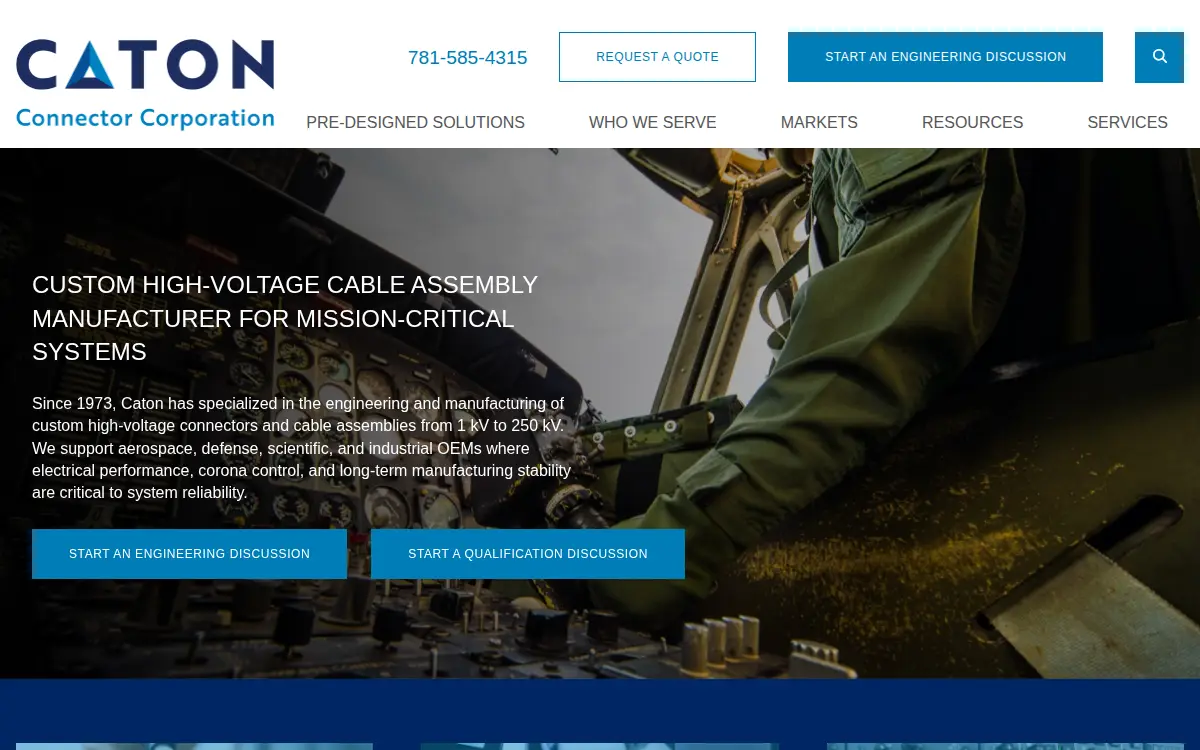Homepage of Caton Connector Corporation