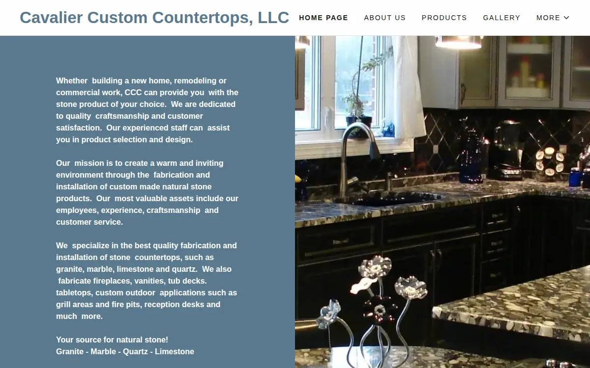 Homepage of Cavalier Custom Countertops LLC