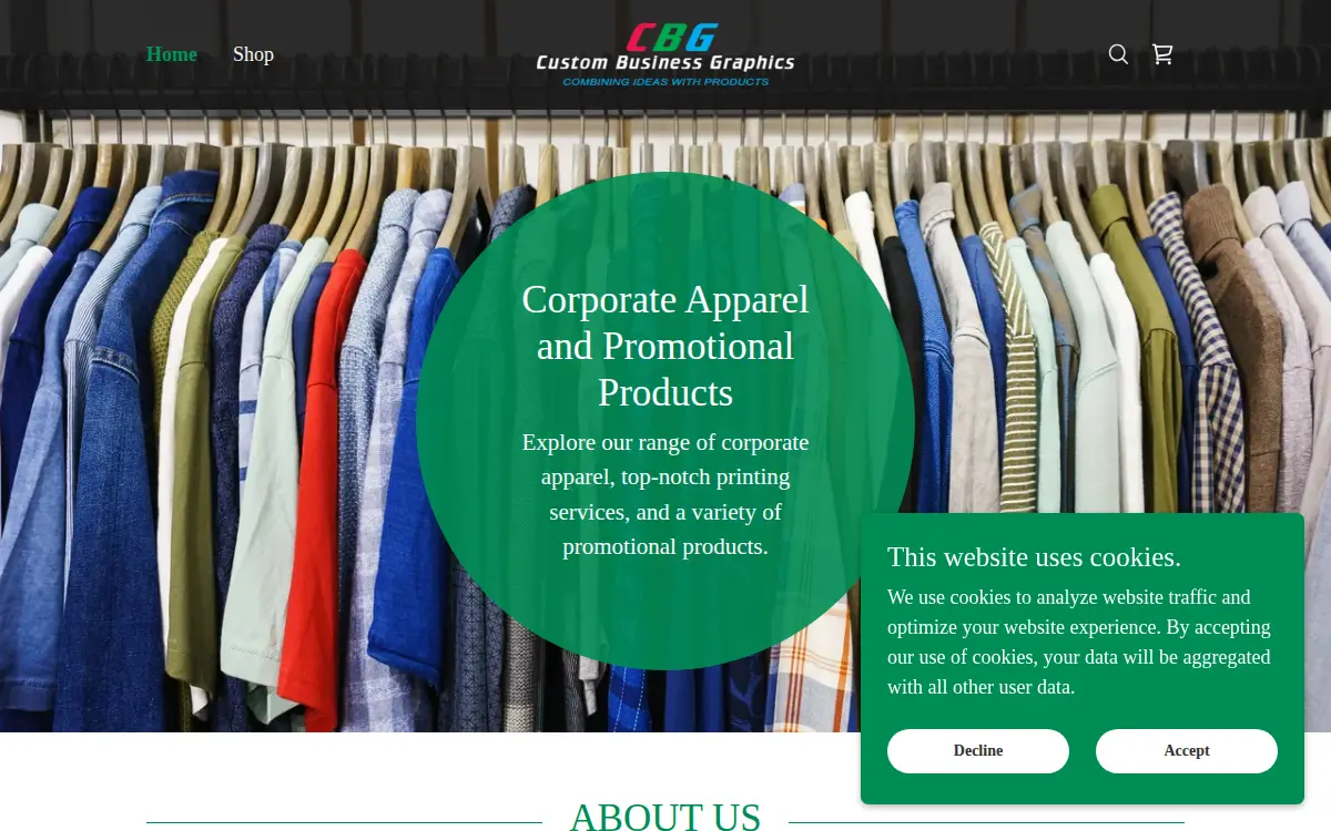 Homepage of Custom Business Graphics Company