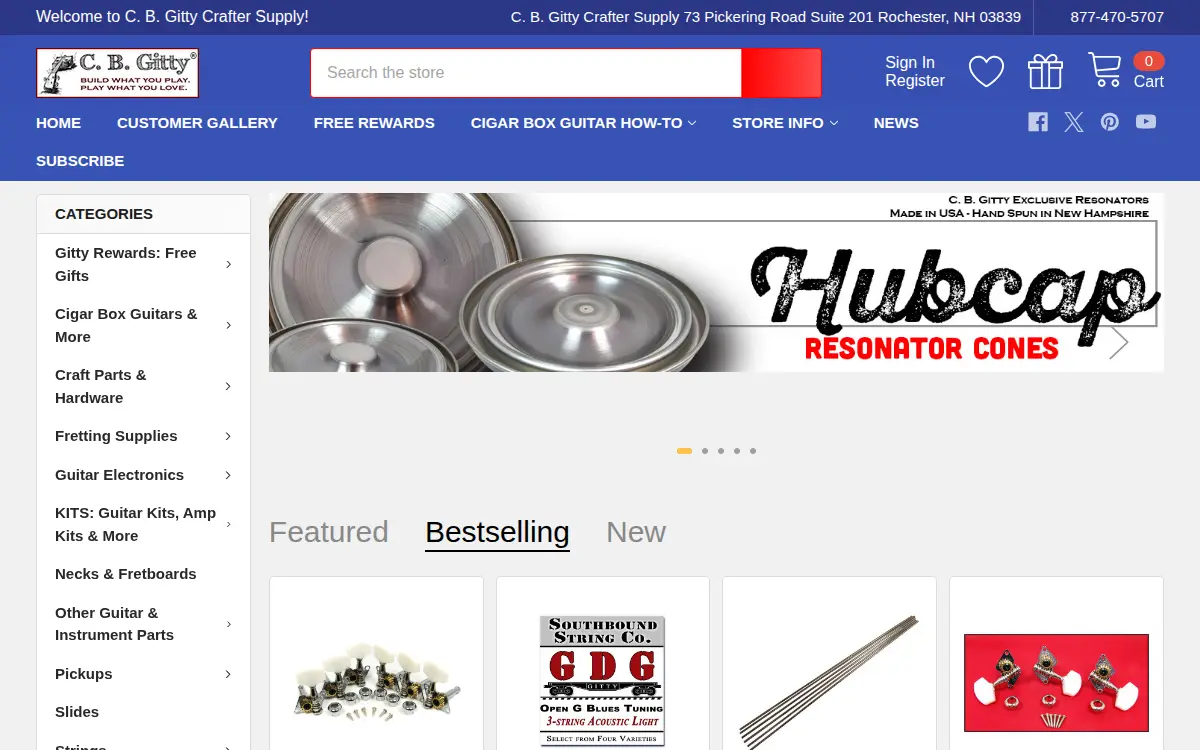 Homepage of C. B. Gitty Crafter Supply, LLC