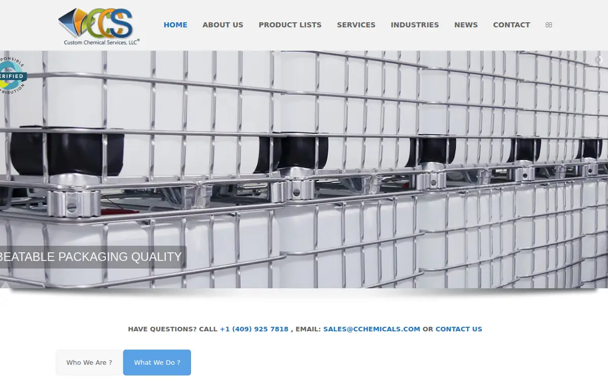 Homepage of Custom Chemical Services, LLC