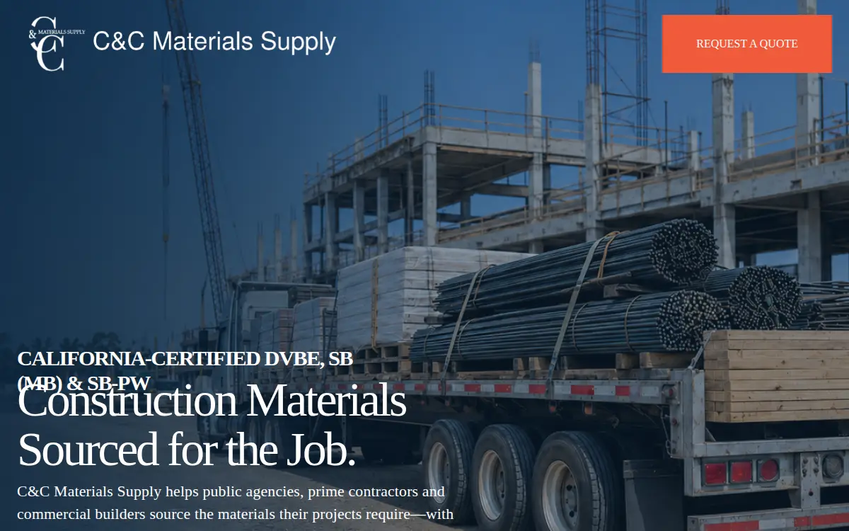 Homepage of C & C Materials Supply, INC