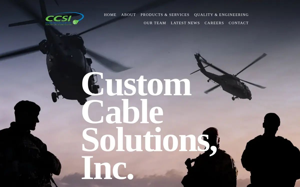 Homepage of Custom Cable Solutions, INC.