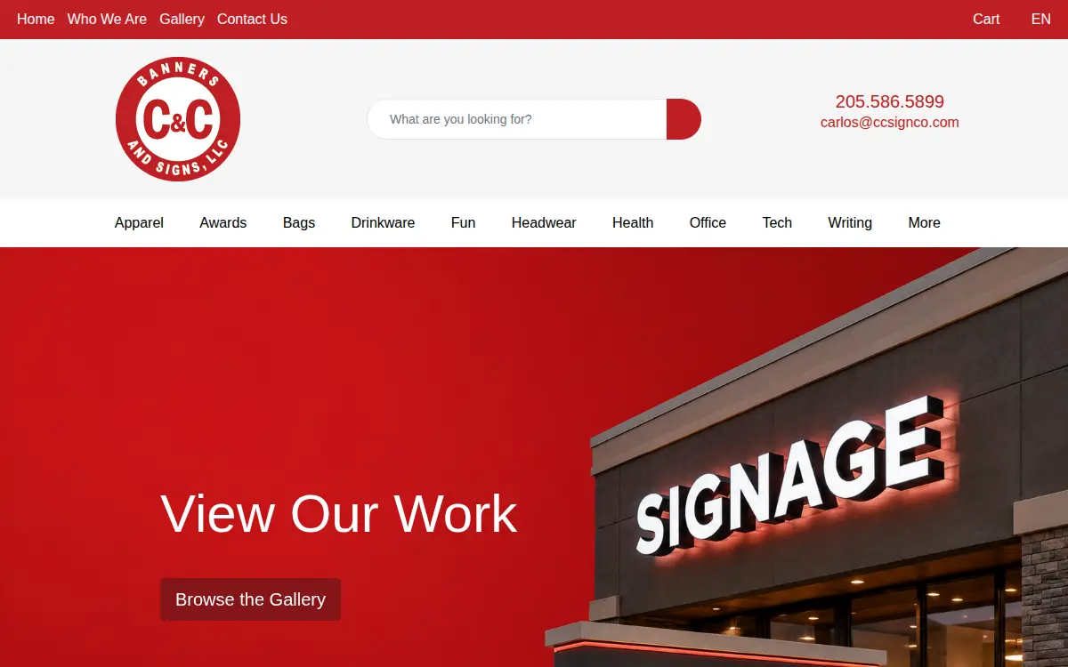 Homepage of C&c Banners and Signs LLC