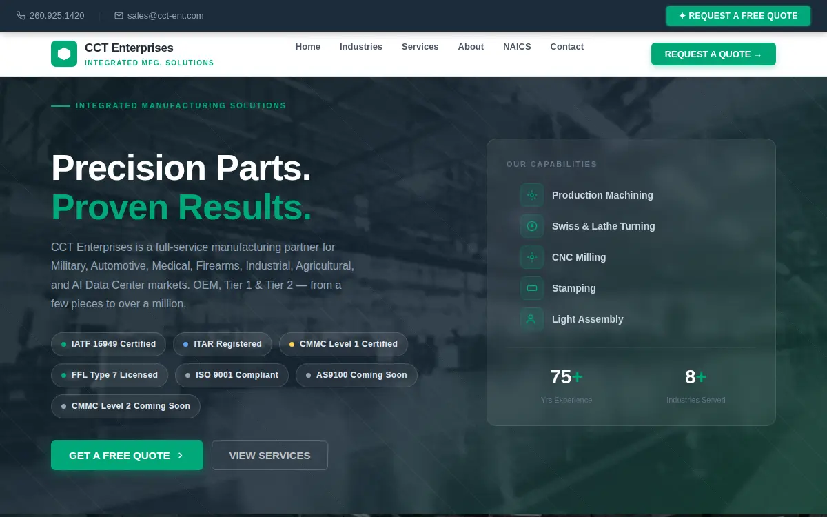 Homepage of Cct Enterprises, LLC