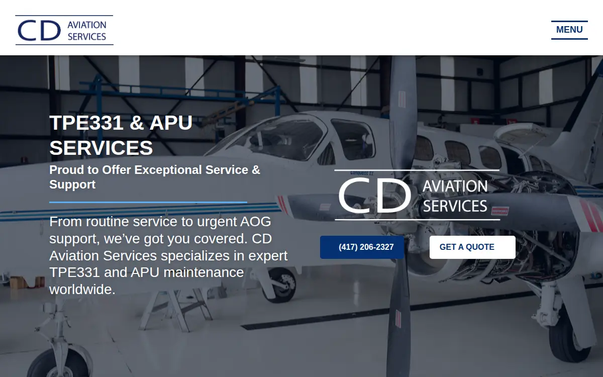 Homepage of Carpe Diem Aviation Services of Missouri, INC.