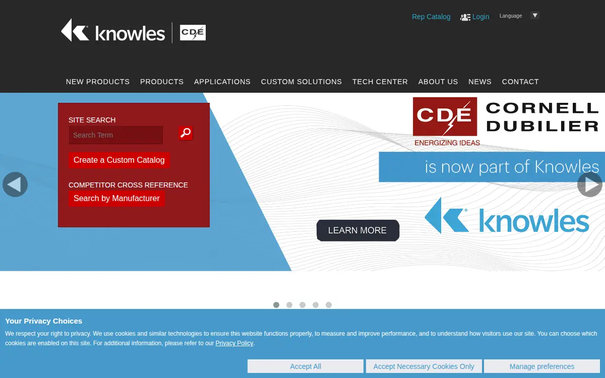 Homepage of Cornell Dubilier, LLC